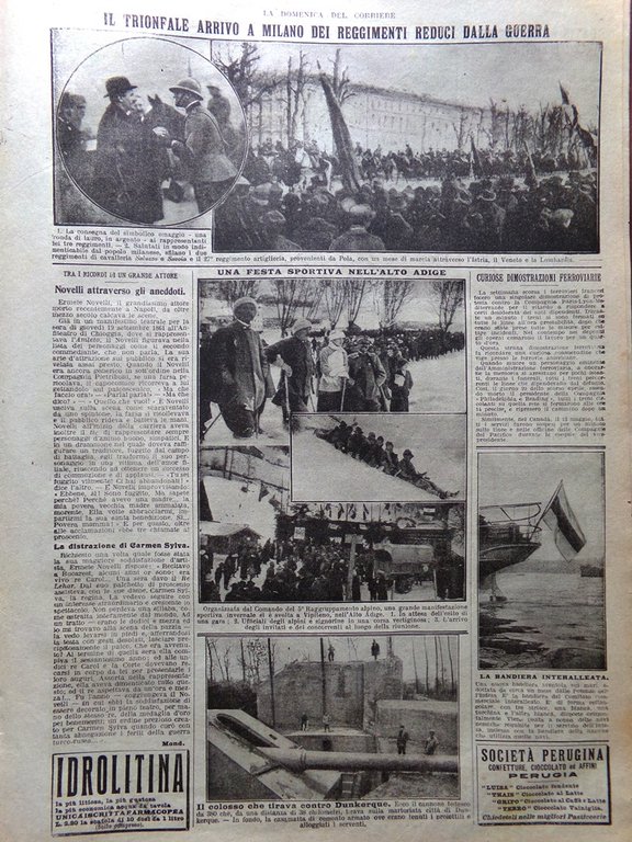 La Domenica del Corriere 16 Febbraio 1919 Ponte Meduna Pola …