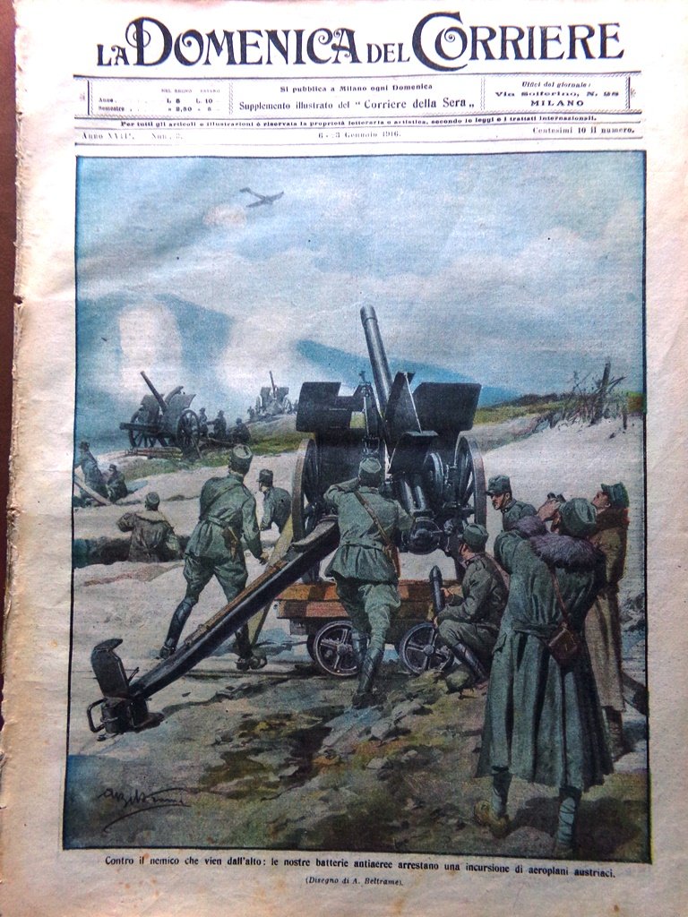 La Domenica del Corriere 16 Gennaio 1916 WW1 Alpini Trentino …