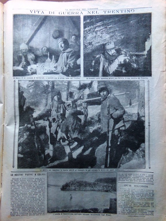 La Domenica del Corriere 16 Gennaio 1916 WW1 Alpini Trentino …