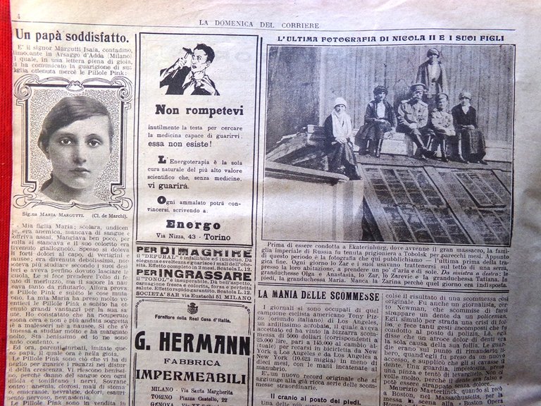 La Domenica del Corriere 16 Gennaio 1921 Nicola II Caruso …
