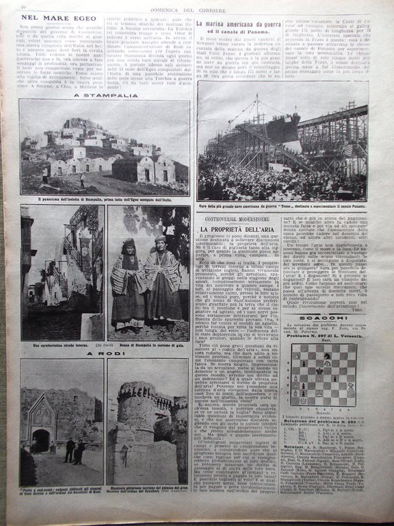 La Domenica del Corriere 16 Giugno 1912 Stampalia Rodi Panama …