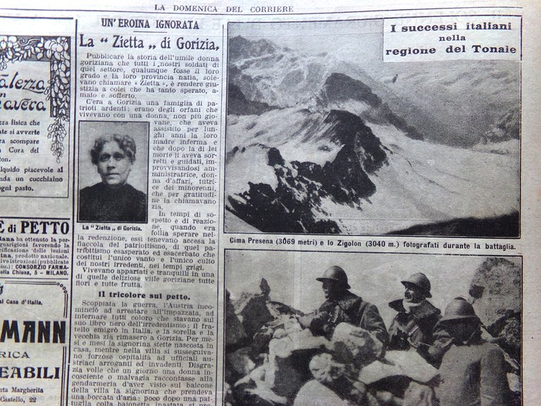 La Domenica del Corriere 16 Giugno 1918 WW1 Tonale Giuramento …