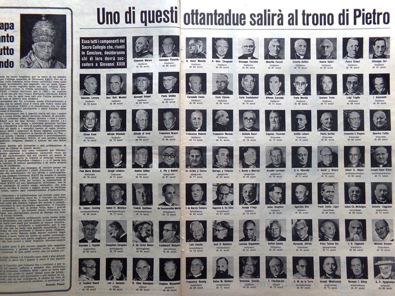 La Domenica del Corriere 16 Giugno 1963 Conclave Papa Chiari …