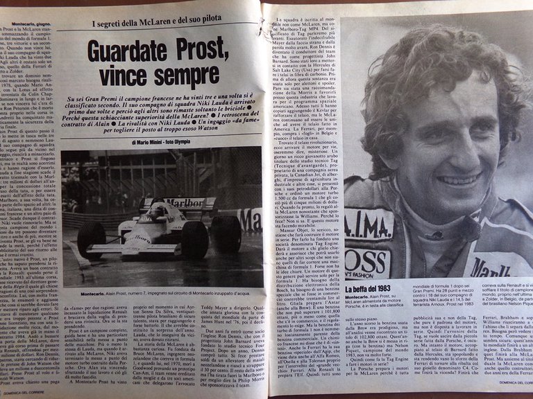 La Domenica del Corriere 16 Giugno 1984 Prost Bob Dylan …