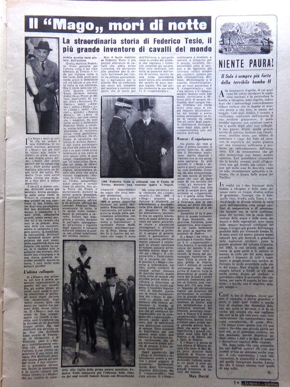 La Domenica del Corriere 16 Maggio 1954 Miniera Ribolla Tesio …