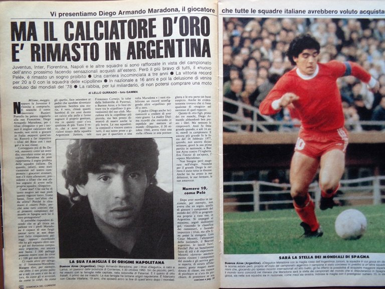 La Domenica del Corriere 16 Maggio 1982 Carlo Diana Maradona …