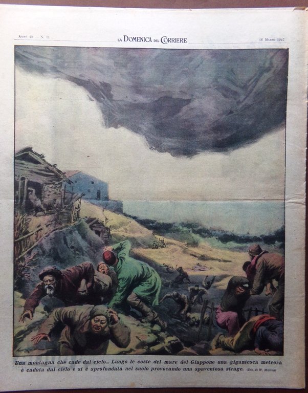 La Domenica del Corriere 16 Marzo 1947 Eruzione Etna Meteora …