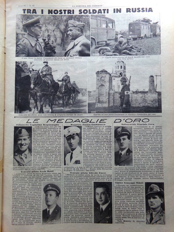 La Domenica del Corriere 16 Novembre 1941 WW2 Russia Posta …