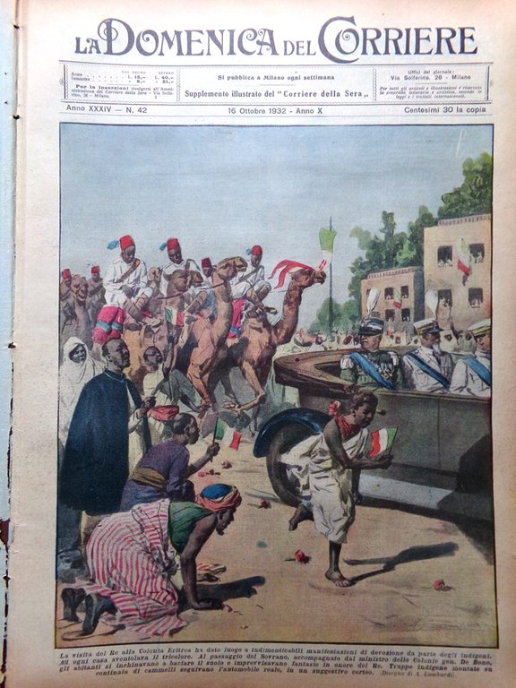 La Domenica del Corriere 16 Ottobre 1932 Ercolano Hendon Eritrea …