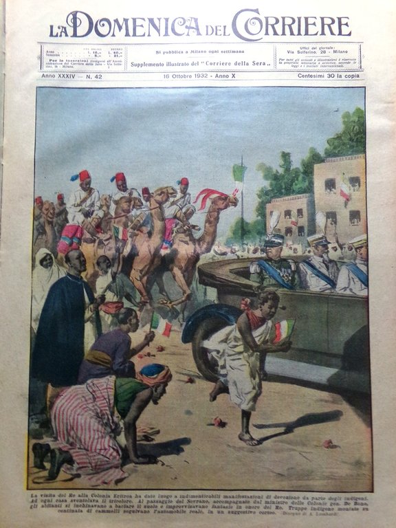 La Domenica del Corriere 16 Ottobre 1932 Ercolano Hendon Eritrea …