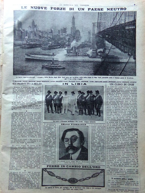 La Domenica del Corriere 17 Dicembre 1916 WW1 Kultur Verhaeren …