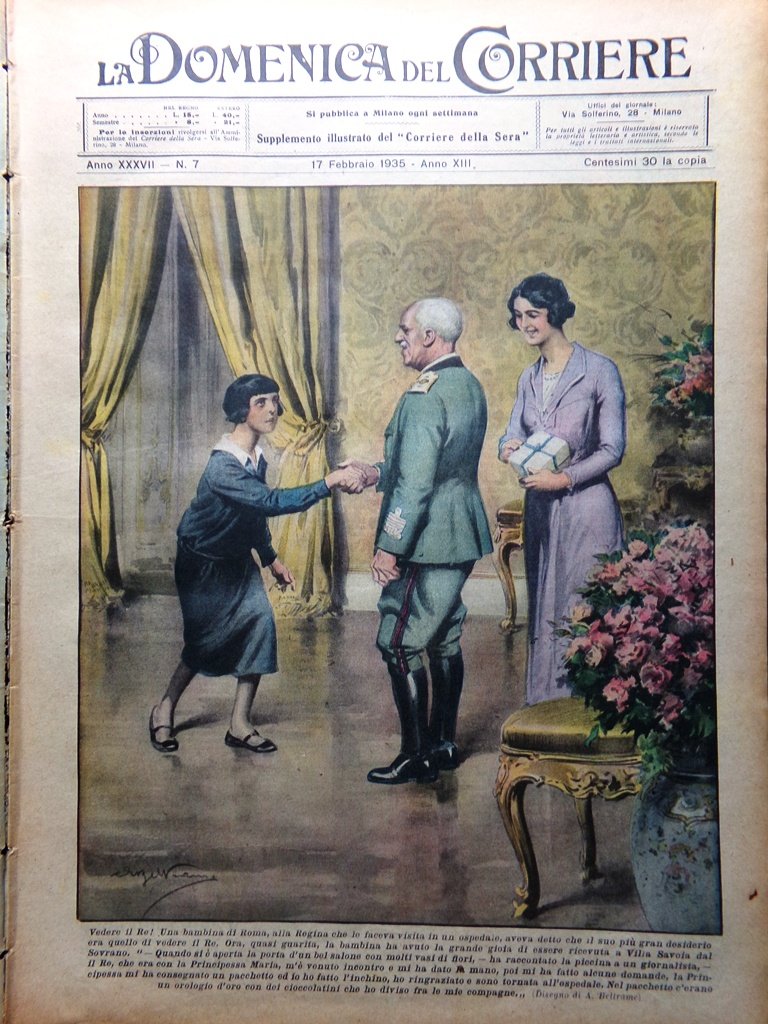 La Domenica del Corriere 17 Febbraio 1935 Casa Italiana Quadriennale …