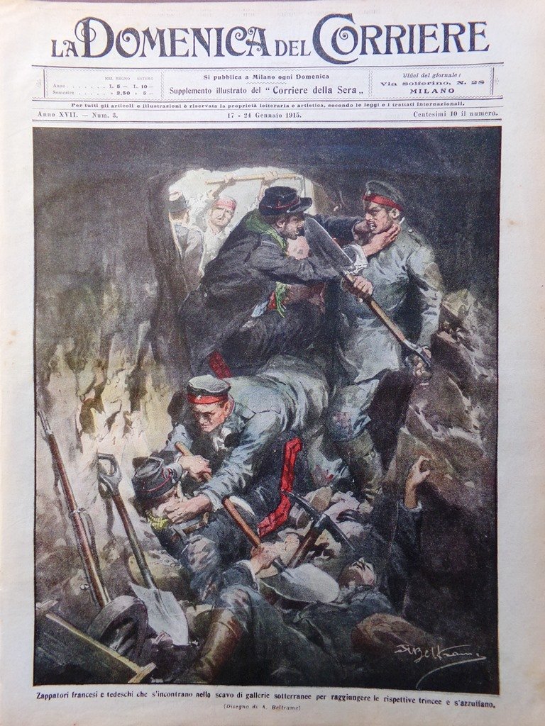 La Domenica del Corriere 17 Gennaio 1915 WW1 Sede Crusca …