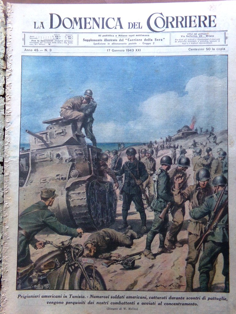 La Domenica del Corriere 17 Gennaio 1943 WW2 Contardo Ferrini …