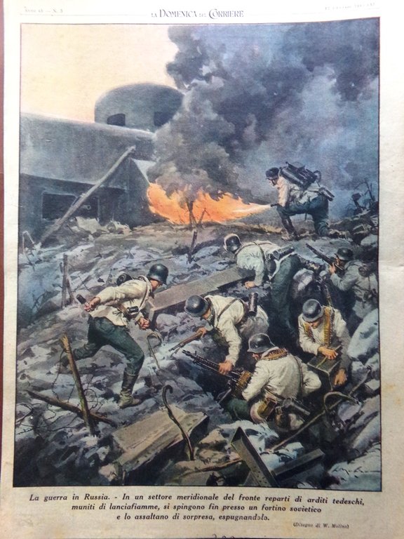 La Domenica del Corriere 17 Gennaio 1943 WW2 Contardo Ferrini …