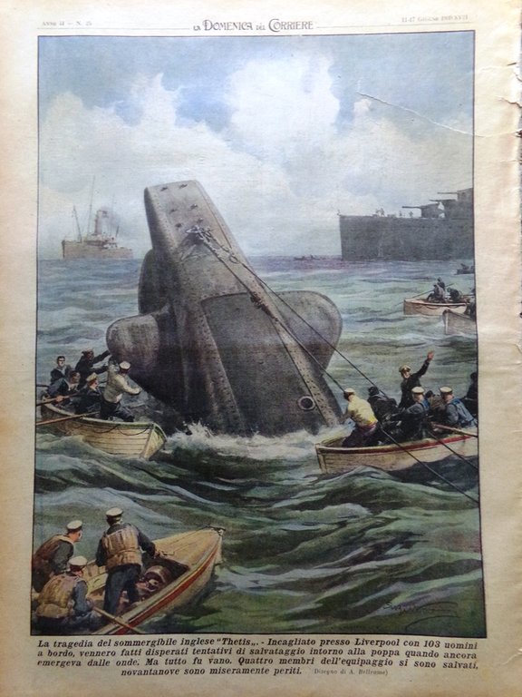 La Domenica del Corriere 17 Giugno 1939 Thetis Spagna Cambio …
