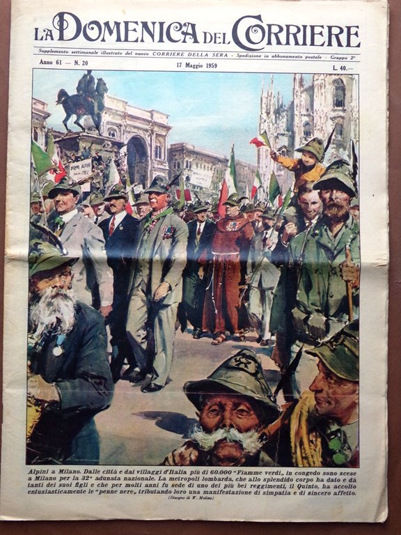 La Domenica del Corriere 17 Maggio 1959 Mondadori Alpini Wilma … | Immagine Gallery 1