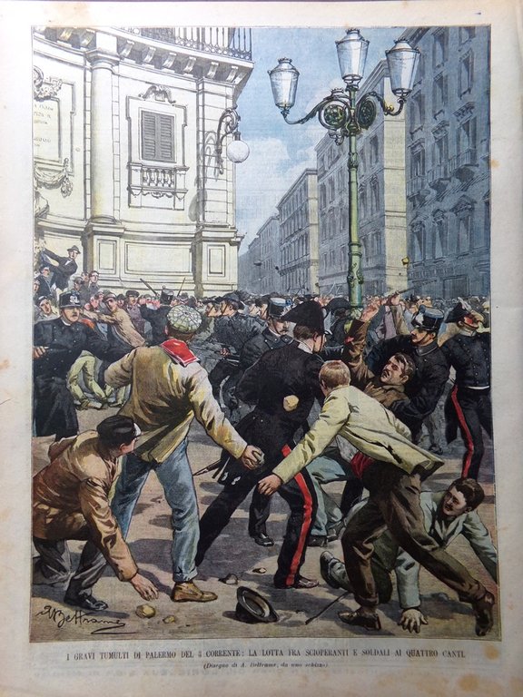 La Domenica del Corriere 17 Marzo 1901 Tumulti Palermo Mostri …