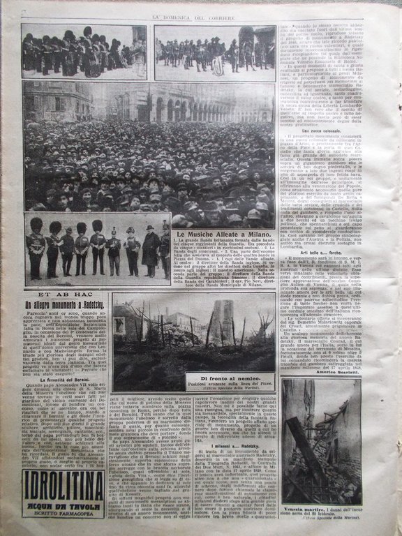 La Domenica del Corriere 17 Marzo 1918 WW1 Turano De …