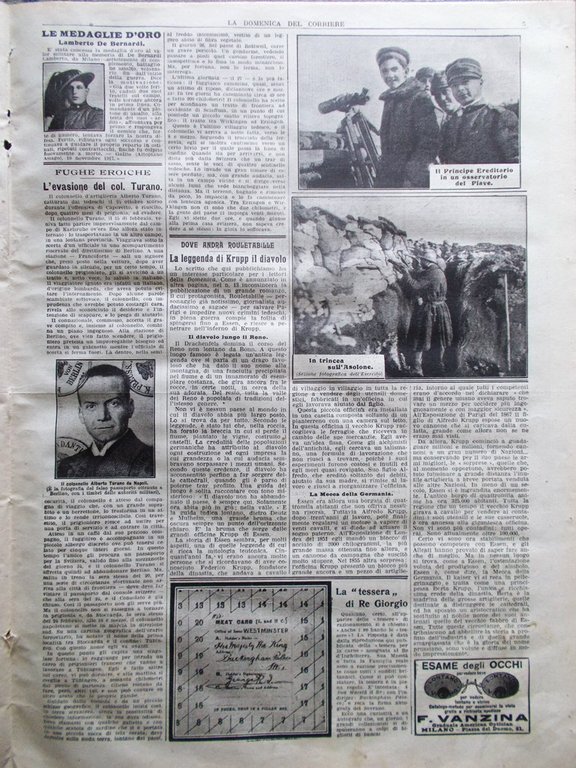 La Domenica del Corriere 17 Marzo 1918 WW1 Turano De …