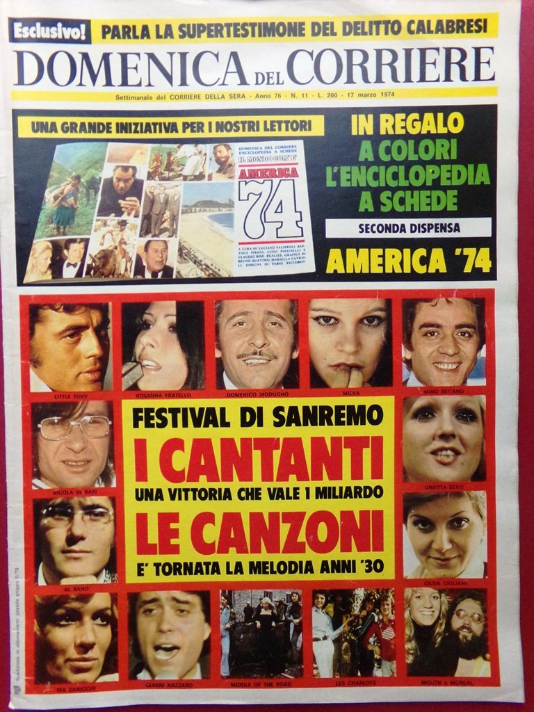 La Domenica del Corriere 17 Marzo 1974 Sanremo Beatles Scapoli …