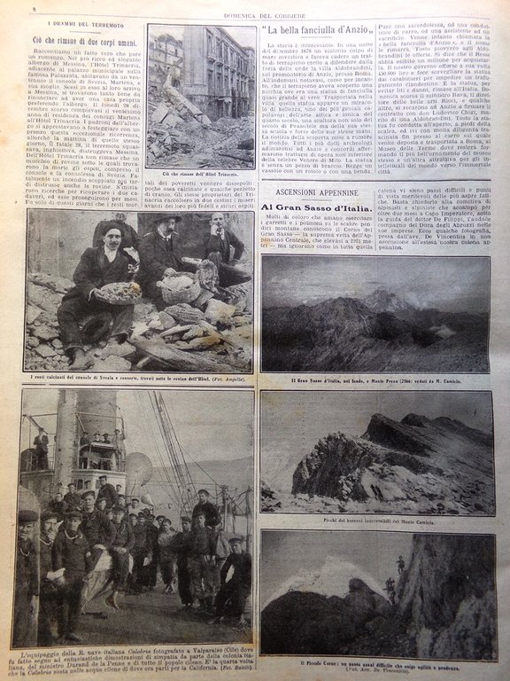 La Domenica del Corriere 17 Ottobre 1909 Gran Sasso Messina …