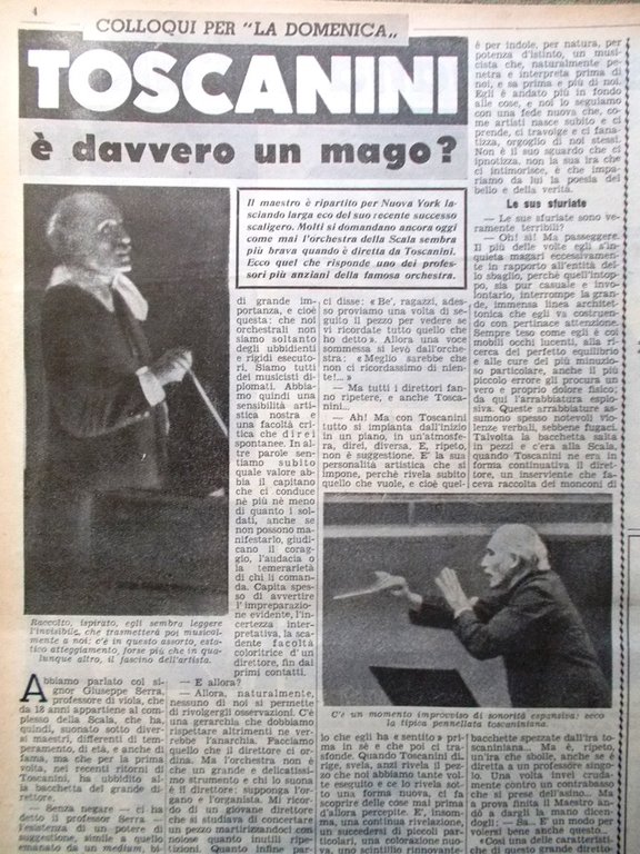 La Domenica del Corriere 17 Ottobre 1948 Toscanini Milesi Botteghe …