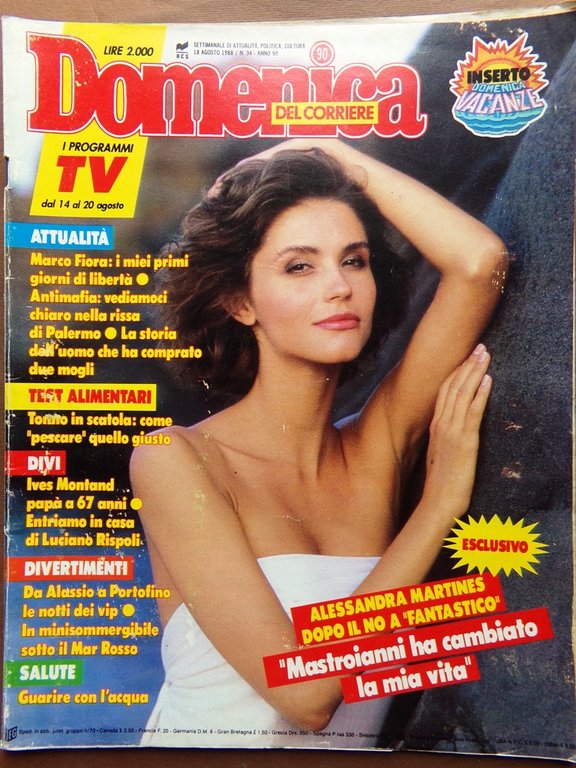 La Domenica del Corriere 18 Agosto 1988 Falcone Borsellino Montand … | Immagine Gallery 1