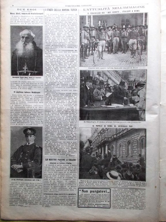 La Domenica del Corriere 18 Aprile 1915 WW1 Carpazi Boy-scout …