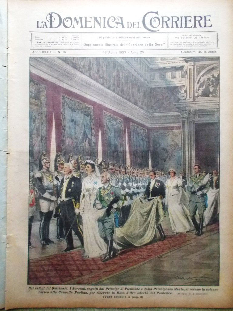 La Domenica del Corriere 18 Aprile 1937 Rosa d'Oro Mercadante … | Immagine principale