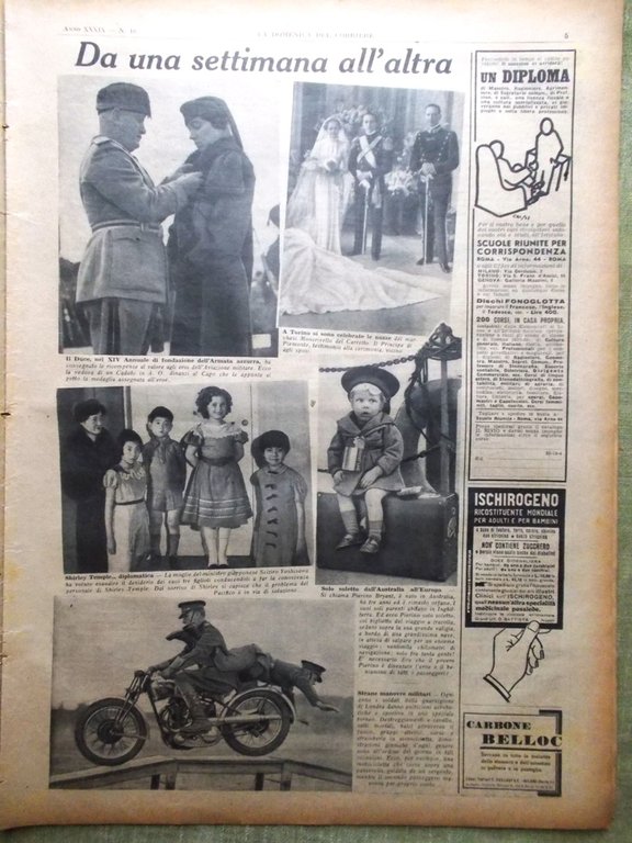 La Domenica del Corriere 18 Aprile 1937 Rosa d'Oro Mercadante … | Immagine Gallery 2