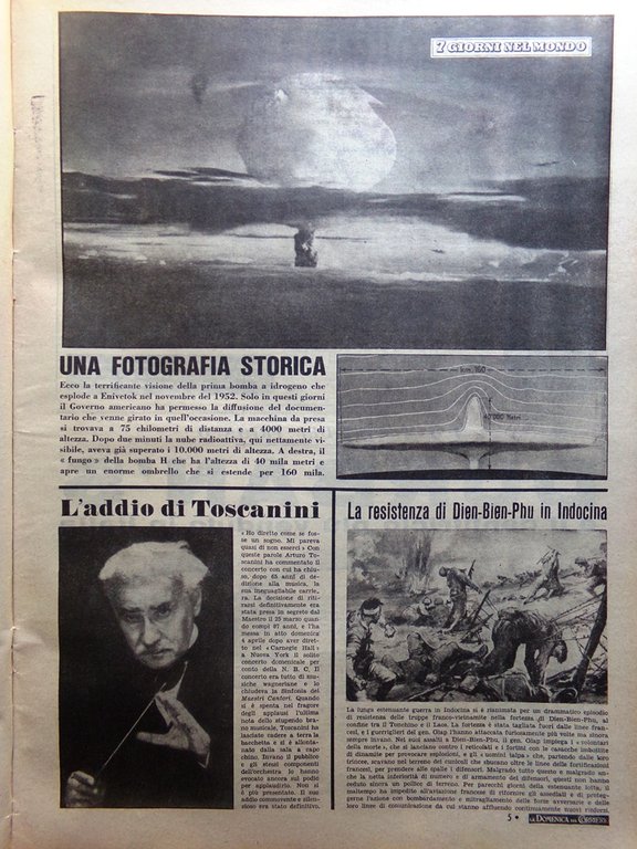 La Domenica del Corriere 18 Aprile 1954 Toscanini Bomba H …