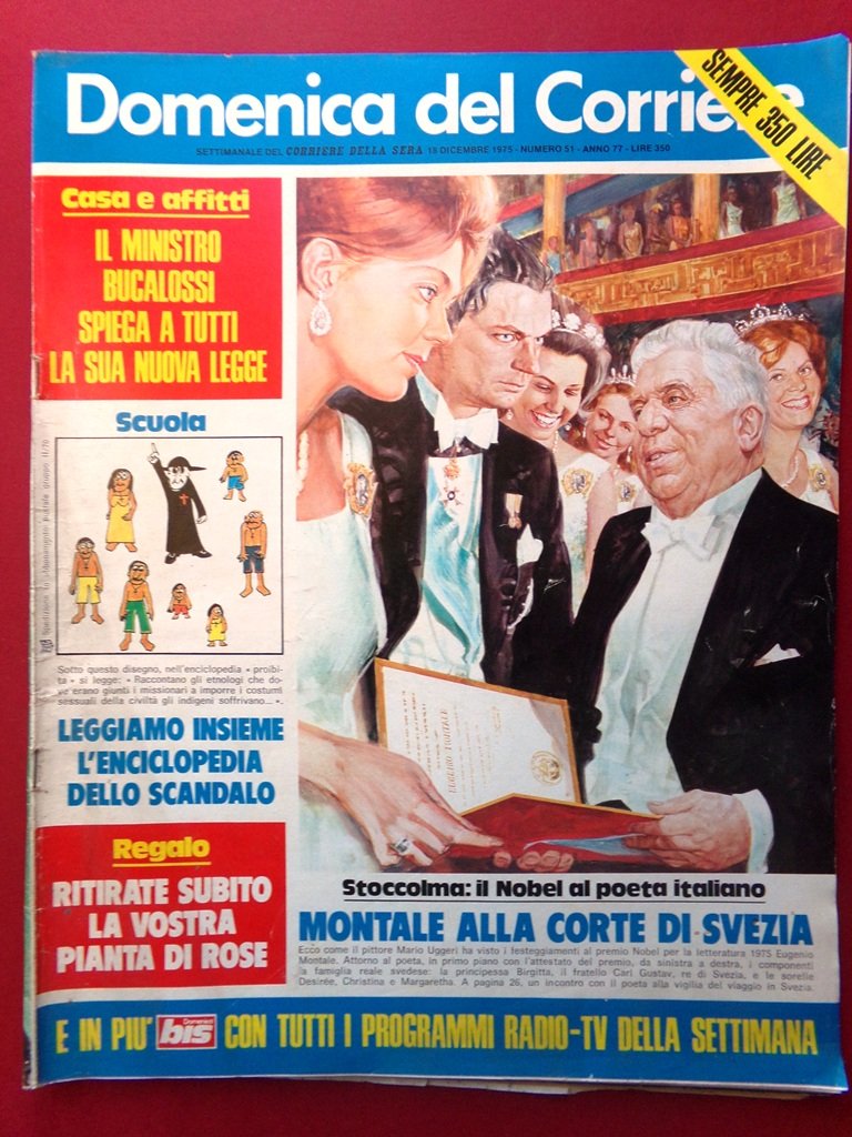 La Domenica del Corriere 18 Dicembre 1975 Nobel Montale Bianca …