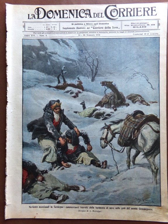 La Domenica del Corriere 18 Gennaio 1914 Alluvione Scicli Neve …