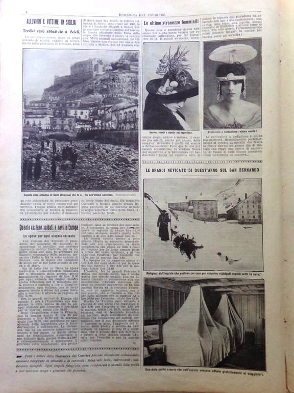 La Domenica del Corriere 18 Gennaio 1914 Alluvione Scicli Neve …
