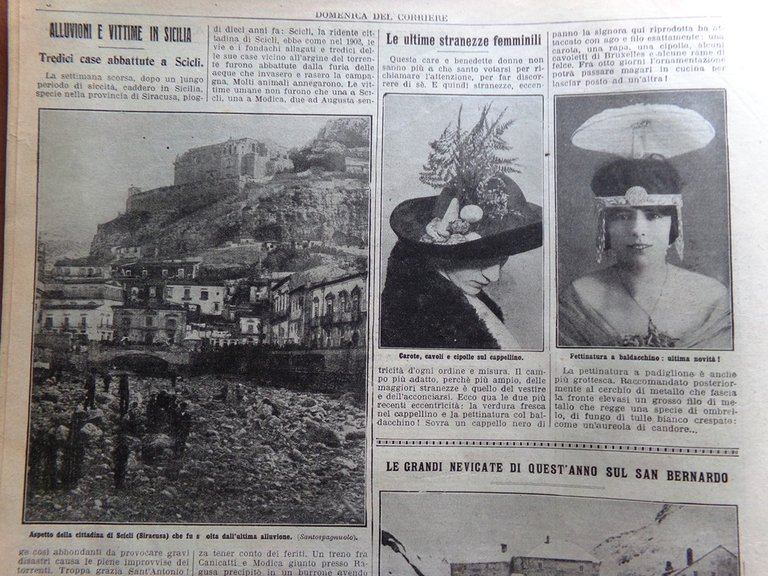 La Domenica del Corriere 18 Gennaio 1914 Alluvione Scicli Neve …