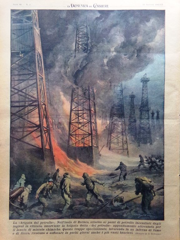 La Domenica del Corriere 18 Gennaio 1942 WW2 Hirohito Petrolio …