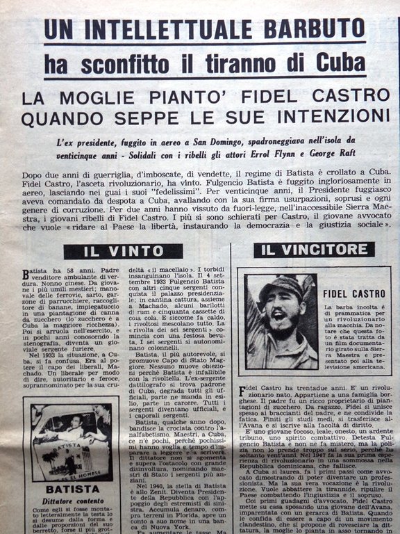 La Domenica del Corriere 18 Gennaio 1959 Fidel Castro Cuba …