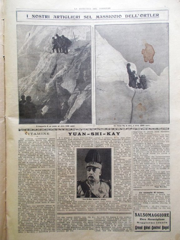 La Domenica del Corriere 18 Giugno 1916 WW1 Yuan Shikai …