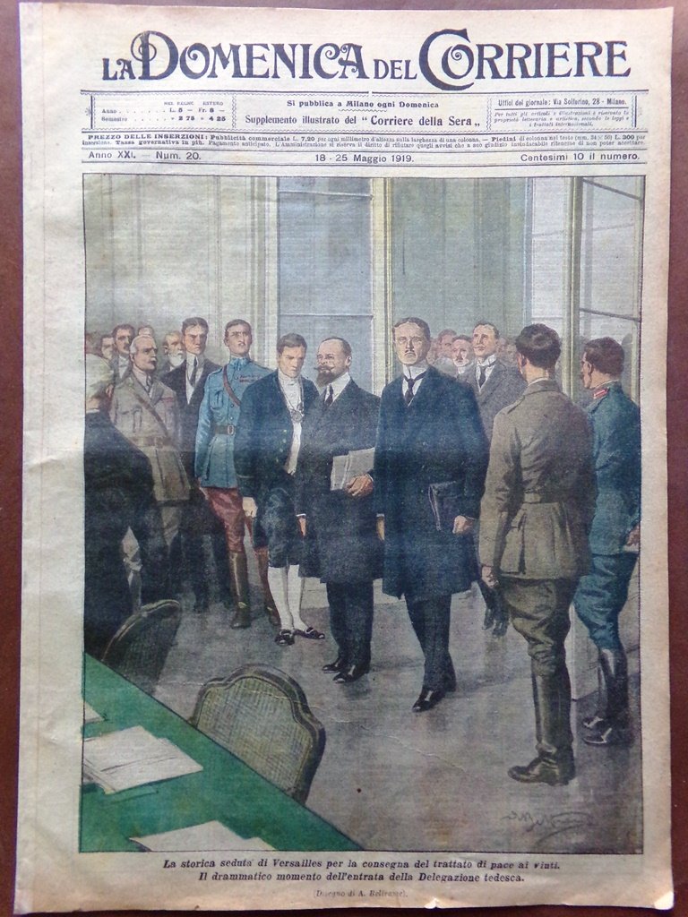 La Domenica del Corriere 18 Maggio 1919 Versailles Riva D'Annunzio …