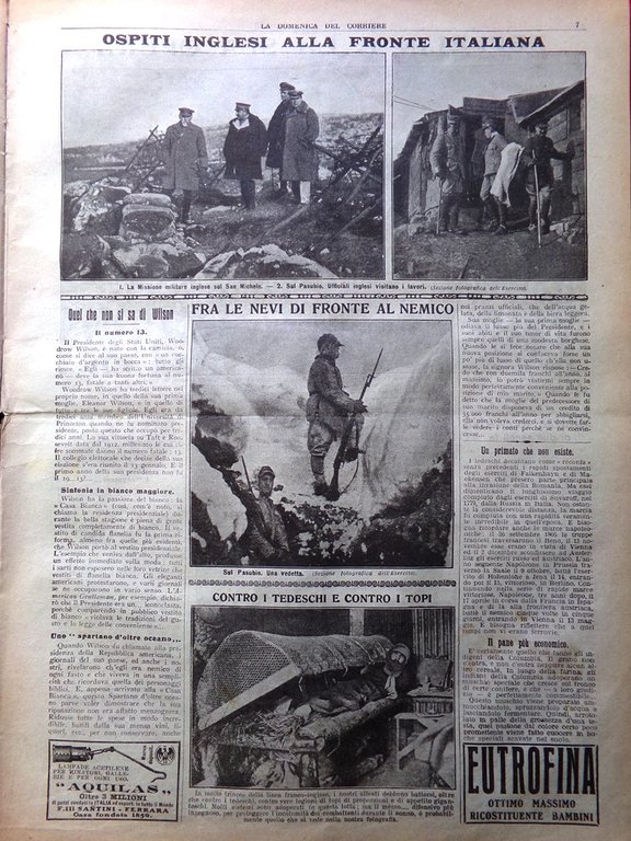 La Domenica del Corriere 18 Marzo 1917 WW1 Inglesi America …