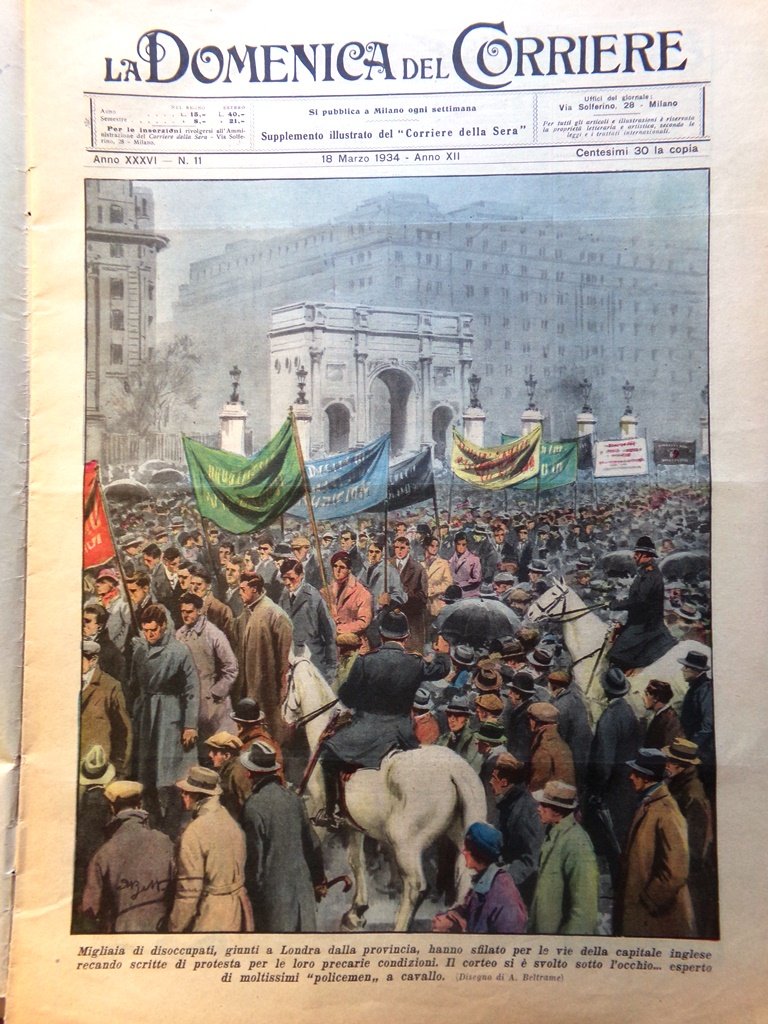 La Domenica del Corriere 18 Marzo 1934 Rasputin Londra Giganti …