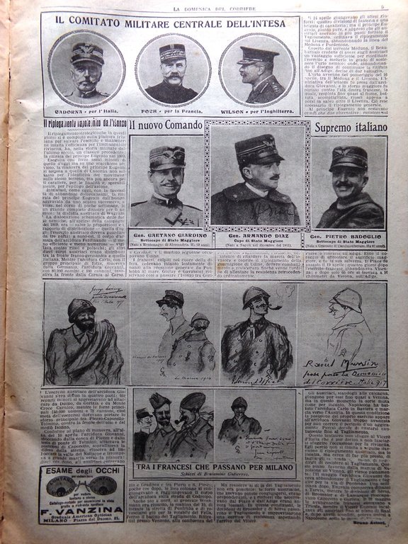 La Domenica del Corriere 18 Novembre 1917 WW1 Intesa Comando …