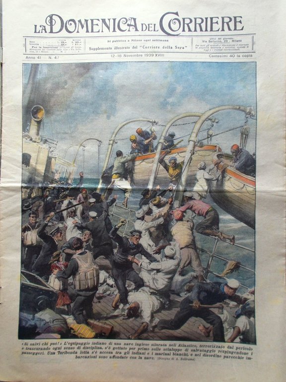 La Domenica del Corriere 18 Novembre 1939 WW2 Siluro Ospedale … | Immagine Gallery 1
