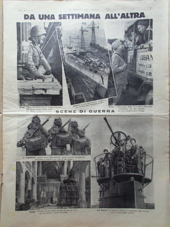 La Domenica del Corriere 18 Novembre 1939 WW2 Siluro Ospedale …