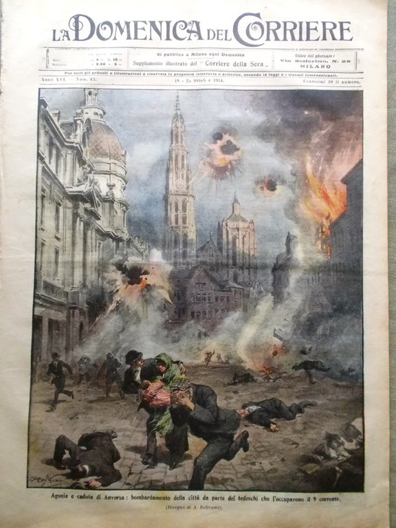 La Domenica del Corriere 18 Ottobre 1914 WW1 Anversa Cerignola … | Immagine Gallery 1