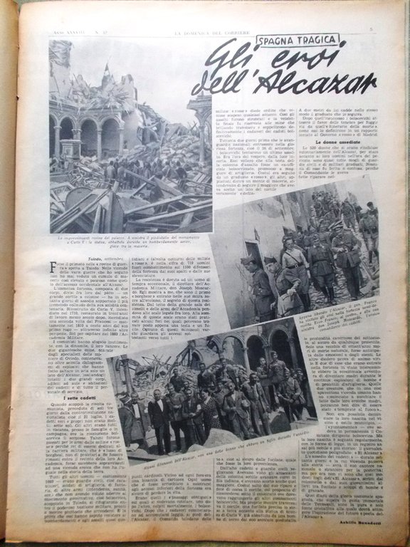 La Domenica del Corriere 18 Ottobre 1936 Spagna Alcazar Ciano …