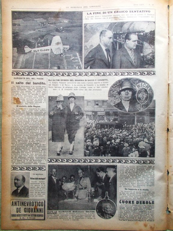 La Domenica del Corriere 18 Settembre 1927 Sacco Vanzetti Rushmore …