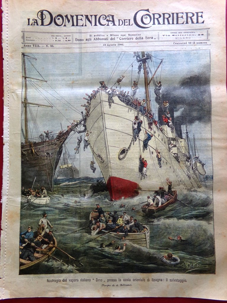 La Domenica del Corriere 19 Agosto 1906 Aviazione Dente Gigante …