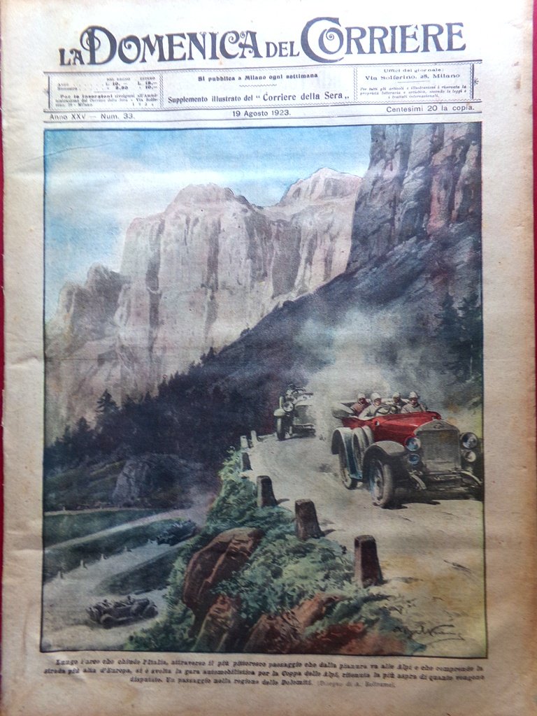 La Domenica del Corriere 19 Agosto 1923 Coppa Alpi Castelnuovo … | Immagine principale